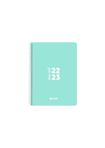 Enri, Agenda 2022 2023 Día Por Página, Tapa Plástico, 12x18cm, Español, Color Ice Mint