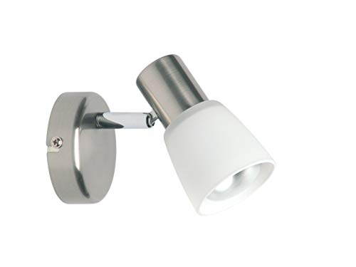 BRILLIANT lámpara Luca aplique de pared hierro/cromo/blanco | 1x R50, E14, 40W, adecuado para lámparas reflectoras (no incluidas) | Escala A ++ a E | Cabeza giratoria
