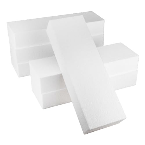 MCE-Commerce, rectángulos de poliestireno, bloques para manualidades, 5 cm, Blanco, 30×10×5cm, 6
