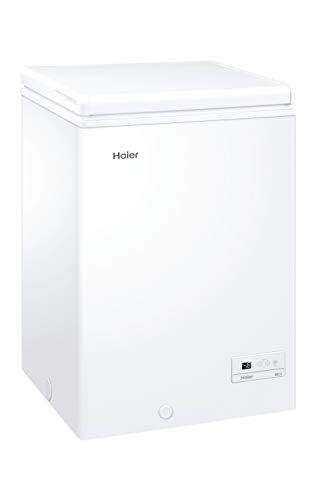 Haier HCE103F- Arcon Congelador Horizontal, Capacidad 100L, Ancho 57cm, Display digital, Interior de aluminio, Tirador integrado, 1 cesto metálico, Función Super Congelación, Clase F, Blanco