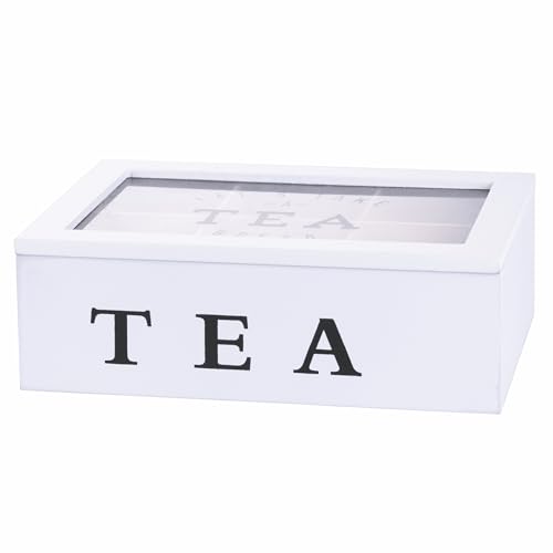 Galileo Caja para té y té de hierbas, 6 ranuras, color blanco, Sibila
