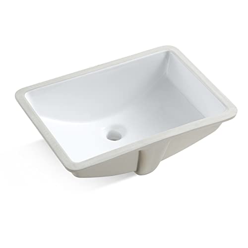 MEJE #202F-1_20.9 pulgadas fregadero de porcelana bajo encimera, lavabo rectangular para lavabo, lavabo bajo encimera, blanco