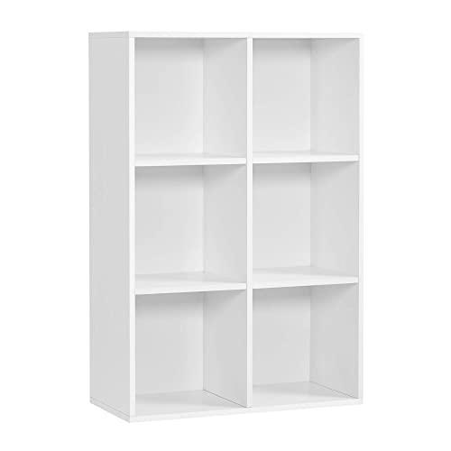 VASAGLE Librería Estantería Biblioteca con 6 Compartimentos 65,5 x 30,5 x 97,5 cm Blanco LBC203D, blanco