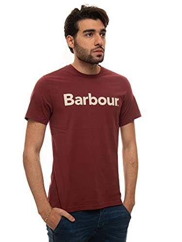 Barbour Camiseta de cuello redondo y media manga burdeos de algodón para hombre Burdeos. M