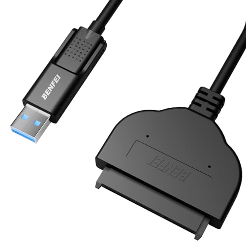 Adaptador SATA a USB, BENFEI Cable 2 in 1 USB-C/USB 3.0 a SATA,Compatible con Discos Duros (HDD) y Unidades de Estado sólido (SSD) de 2.5'