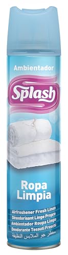 SPLASH | Spray Aromatizador | Ambientador Duradero, Refresca y Elimina Olores | Fragancia Fresca Ropa Limpia | Agitar Antes de Usar | 300 ml