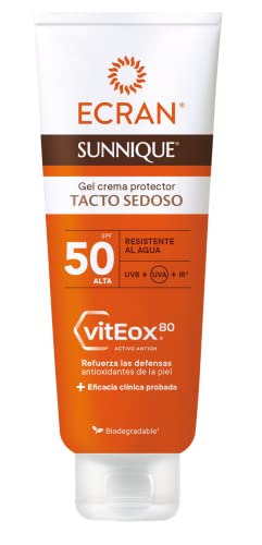Ecran Sunnique - Gel Crema Tacto Sedoso Protector Spf 50, Fortalece Las Defensas Antioxidantes De La Piel - 250 Ml