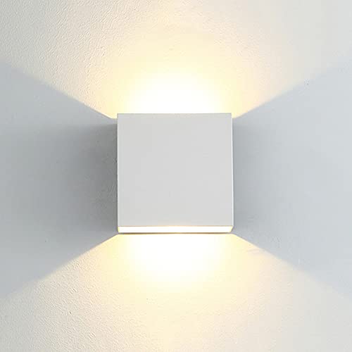 CYUaoao 1 Pieza de 7W Aplique LED de Pared Interior/ Exterior Aplique de Pared Blanco Cálido 3000K Lámpara de Pared LED Impermeable Ip65 para Dormitorio Salón [Clase de Eficiencia Energética A++ ]