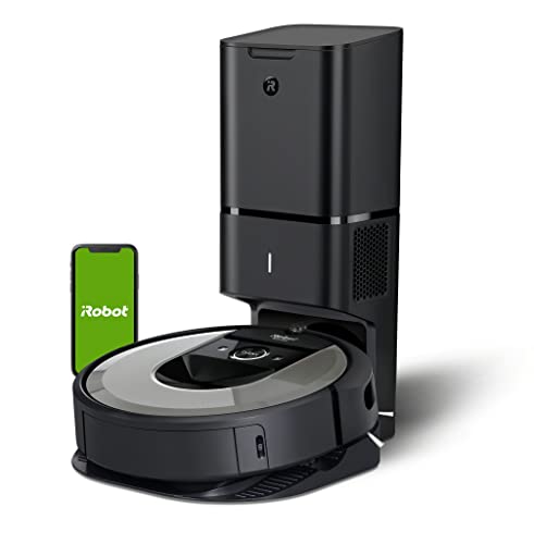 Robot aspirador Wi-Fi iRobot Roomba i7556 - Vaciado automático - Mapea y se adapta a tu hogar - Reconoce objetos - Sugerencias personalizadas - Compatible asistente voz - Coordinación Imprint, Negro