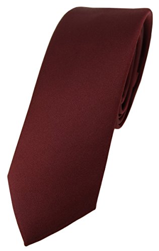 TigerTie Corbata de diseño estrecho en un solo color, ancho de corbata de 5,5 cm, borgoña, Talla única