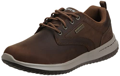 Skechers Delson-Antigo, Zapatos de Cordones Oxford Hombre, Marrón (CDB Black Leather), 42 EU