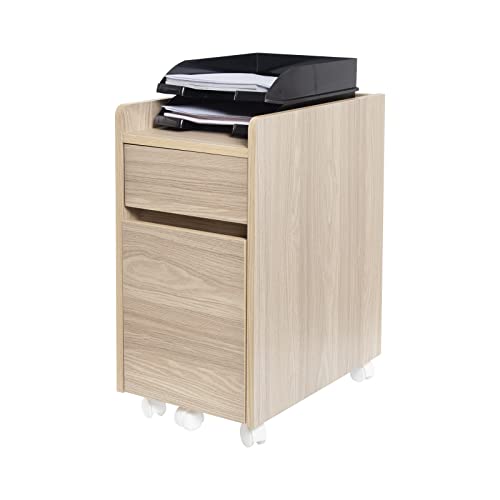 Movian, Mueble de almacenaje / Mueble con repisa / Mueble de almacenaje / Escritorio con repisas y ruedas / Mueble escritorio, Diseño, oficina, estudio - Chest of Drawer - FDK-3059 - Marrón claro