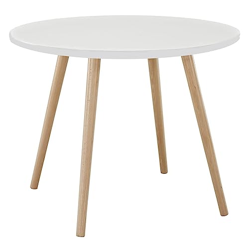 Yirtree Mesa de comedor, mesa de cocina, mesa redonda moderna con patas de madera, mesa de centro de ocio, comedor, mesa redonda para cocina, salón, color blanco