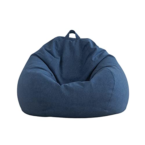 AD.CON Puff - Sillón de interior con relleno de perlas EPS, sillón relajante, cojín de asiento, cojín de suelo, Bean Bag (M, azul marino)