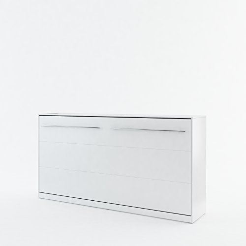 BIM Furniture Concept PRO - Cama plegable de pared, armario con cama plegable integrada, cama funcional (blanco mate, 90 x 200 cm)