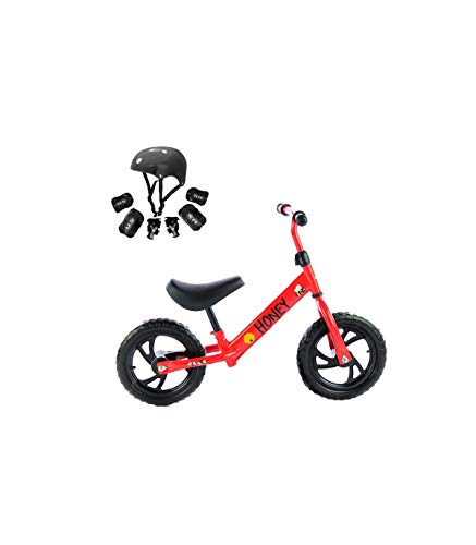 Riscko Minibike Honey Bicicleta Sin Pedales 2 años Color Roja, Incluye Casco y Protecciones
