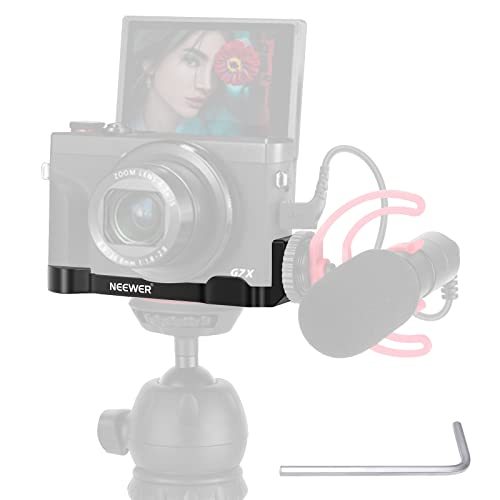 NEEWER Soporte de Metal Compatible con Canon G7X Mark II & Mark III, Placa Base de extensión de cámara con Soporte de trípode de 1/4', Soporte para micrófono, Accesorios de vlogging de luz LED
