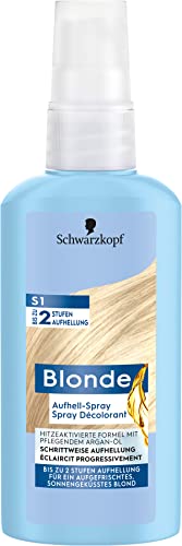 Blonde Aligerador S1 Nivel 3 (125 ml), spray blanqueador para aclarar el cabello hasta 2 niveles para un tinte de cabello refrescado y besado por el sol, fórmula con aceite de argán