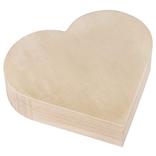 Rayher Caja de madera de corazón, con cierre magnético, 25,3x24x6 cm, personalizable, 62841505