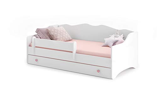 EMMA cama infantil 80x160 + marco + colchón + cajón, blanco