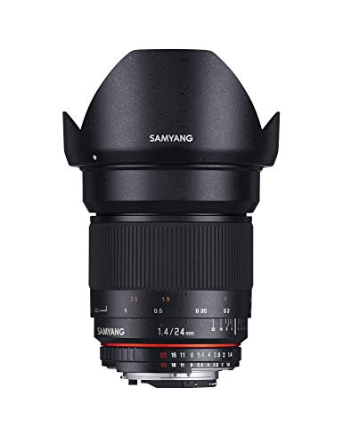 Samyang F1110805101 - Objetivo fotográfico DSLR para Sony A (Distancia Focal Fija 24mm, Apertura f/1.4-22 ED AS IF UMC, diámetro Filtro: 77mm), Negro