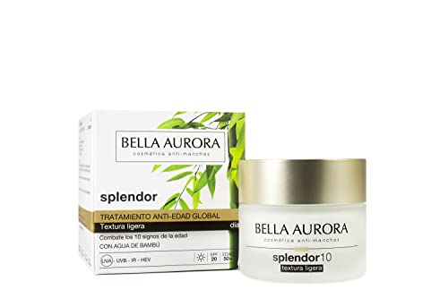Bella Aurora Crema de Día Antiedad Textura Ligera 50+ Años, 50 ml | Crema Facial Anti-Arrugas y Anti-Manchas | Tratamiento Facial Hidratante para Mujer SPF 20 | SPLENDOR 10