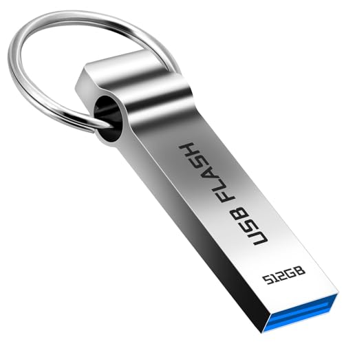 alptte Memoria USB 512 GB - Alta Velocidad USB 3.0 Impermeable Pendrive Metal Disco Duro Externo Pen Drive para Computadora Portátil Tableta, con Llavero(512gb)