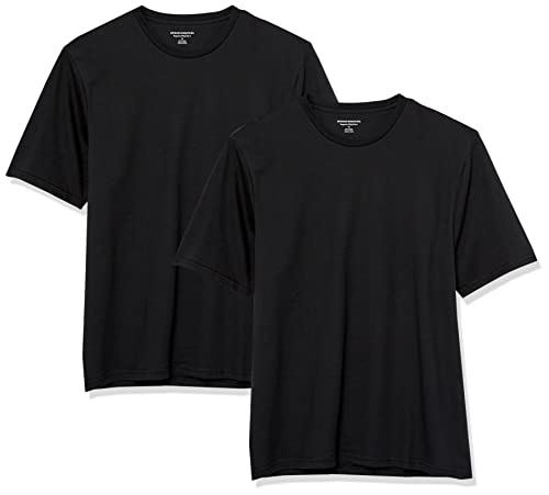 Amazon Essentials Camiseta de Cuello a la Caja de Manga Corta Hombre, Pack de 2, Negro, L