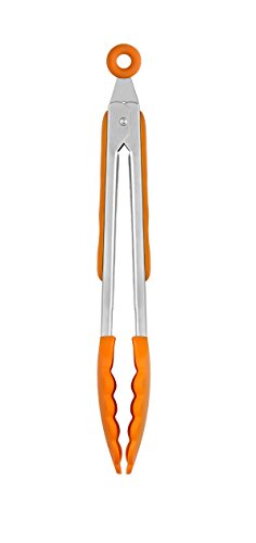 BRA Efficient - Pinzas de Cocina de 28,5 cm, Fabricadas en Acero INOX, Nailon y Silicona, Combinación de Estilo Moderno y Funcionalidad, Para Cocinar o Servir Ensaladas, Color Naranja