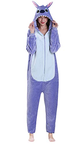 Yimidear Unisex Cálido Pijamas para Adultos Cosplay Animales de Vestuario Ropa de Dormir Halloween y Navidad (Azul, S)
