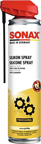 SONAX Silicona en spray con EasySpray (400 ml) lubrica, cuida y protege las piezas de goma, plástico, madera y metal | N.° 03483000