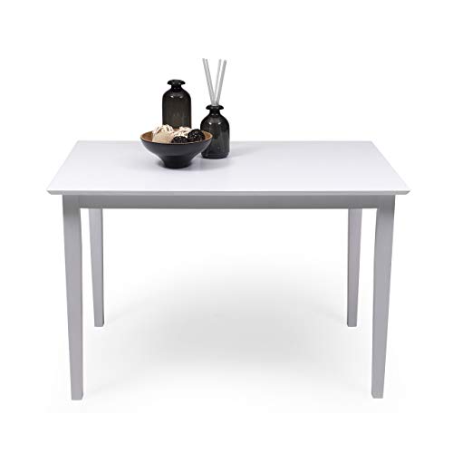 Mesa de Comedor o Cocina Kansas de Madera lacada en Color Blanco de 112x72 cm