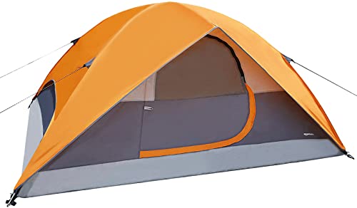 Amazon Basics tienda de campaña tipo iglú caben hasta, Para 4 personas, naranja y gris