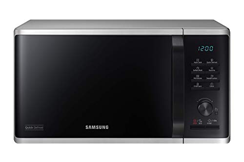 Samsung MS2AK3515AS/EG Microondas, 800 W, 23 Cuarto de cocción, 48,9 cm de ancho, interior de esmalte cerámico resistente a los arañazos, Programas de descongelación QuickDefrost, plata