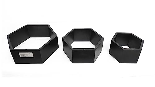 LIN HOME XZ-22109 Estantes flotantes hexagonales Juego de 3 Estantes Decorativos de Pared (Black)