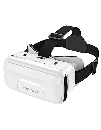 TECKNET Gafas de realidad virtual 3D para teléfonos móviles, con HD 110° FOV, antiluz azul y engranajes ajustables, cómodas gafas para iPhone, Samsung y
