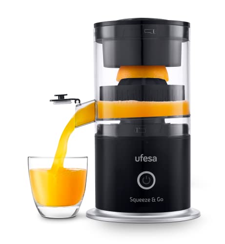 Ufesa Squeeze & Go, exprimidor eléctrico de cítricos recargable con USB-C, portátil, exprimidor de naranjas, exprimidor de lima, batería de 1500 mAh, 220 ml, sin BPA