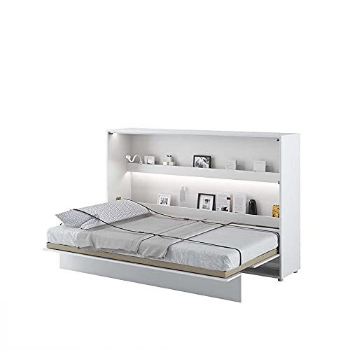 Cama plegable Bed Concept horizontal, 120 x 200 cm, color blanco lacado