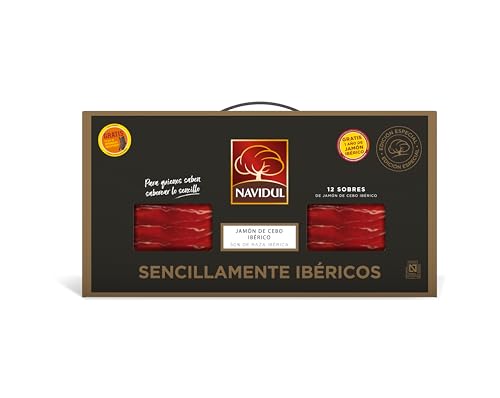 Navidul - Maletín de Jamón de Cebo Ibérico (50% raza ibérica) freshpack envasado al vacío - 12x75g,Total 900 g