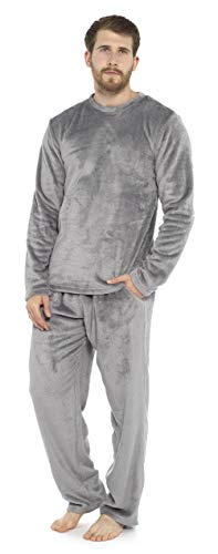 CityComfort Pijamas para Hombre, Pijama Forro Polar Loungewear, Pijama De Forro Polar Pijama De Dos Piezas De Manga Larga, Regalos Originales para Hombre (M, Gris Claro)