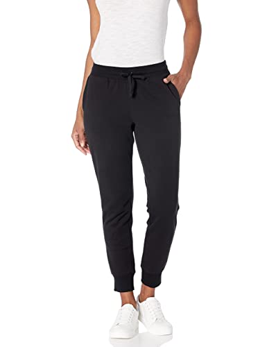 Amazon Essentials Pantalón de chándal en Felpa (Disponible en Tallas Grandes) Mujer, Negro, XL