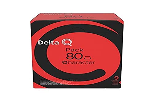 Delta Cafés - Delta Q - Cápsulas de Café Molido Qharacter - Espresso Intenso con Notas de Caramelo y Frutos Secos - Intensidad 9 - Molido Natural - 80 Cápsulas