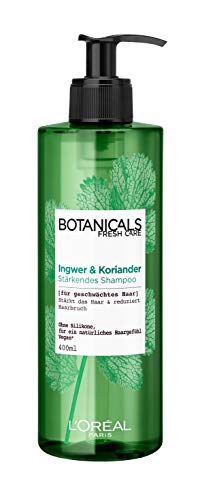 Botanicals Champú fortalecedor sin siliconas, sulfatos y parabenos, para cabello debilitado, cosméticos naturales veganos, jengibre y cilantro, 1 x 400 ml