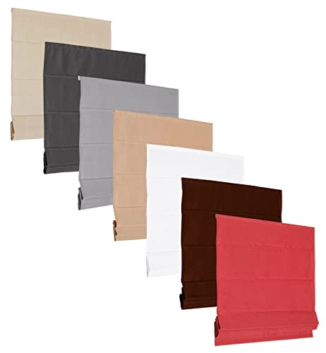 Estor plegable básico, color gris, blanco, chocolate, rojo, beige, moca, 12 tamaños, 7 colores (gris, 120 x 175 cm)