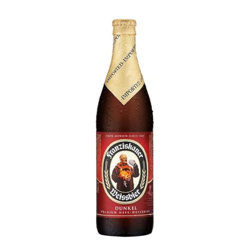 Franziskaner Hefe-Weissbier Dunkel Cerveza de Sabor Ligero y Delicado Amargor, Botellín de 50 Cl, 5% Volumen Alcohol