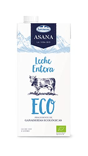 Asana Leche entera ecológica UHT, 6 x 1000ml - - Total: 6000 ml