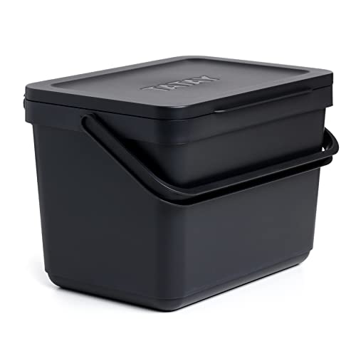 TATAY Cubo de Basura para Residuos Orgánicos, 6L de Capacidad, Polipropileno, Hecho con materiales 100% reciclados. Color Negro. Medidas 26,5 x 19 x 18,5 cm