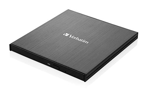 VERBATIM Slimline Grabadora y Reproductor de Blu-ray externa compacta I USB 3.2 con conexión USB-C I Ultra HD 4K I negro