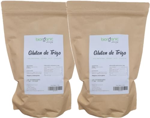 Biorganic Gluten de Trigo 100% Natural | 2 Kg | Keto | Vegano | Ideal para masas y para elaborar Seitán