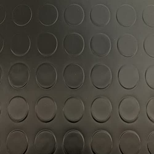 Revestimiento de Caucho Antideslizante | Suelo de Goma PVC Negro 1mm Diseño Botones (100_x_150 CM)